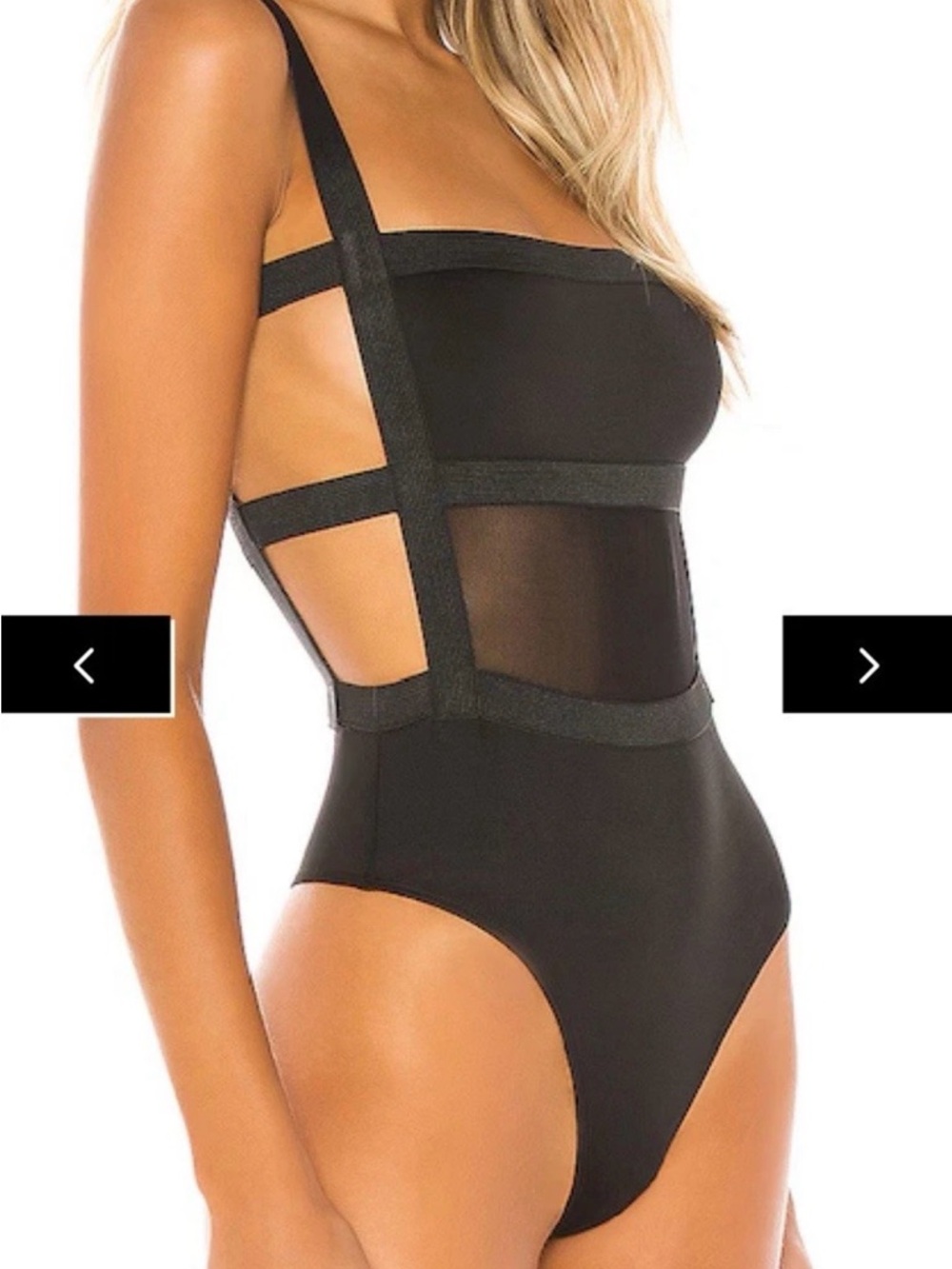 superdown Black Strappy Mesh Bodysuit